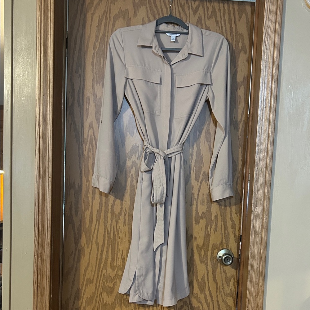 Nine West Beige Long Sleeve Dress